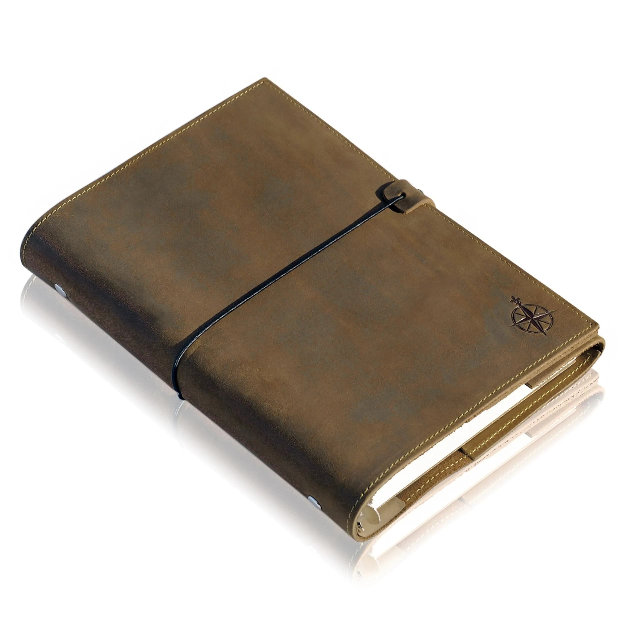Wanderings A5 Leather Planner Binder Refillable 6-Ring Undated Journal 6.75" x 9" | Full-Grain Leather