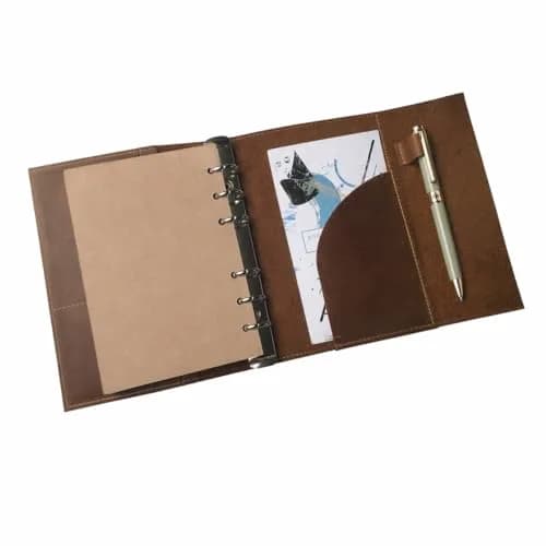 Wanderings A5 Leather Planner Binder Refillable 6-Ring Undated Journal 6.75" x 9" | Full-Grain Leather thumbnail 8