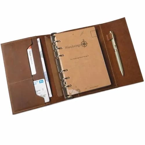 Wanderings A5 Leather Planner Binder Refillable 6-Ring Undated Journal 6.75" x 9" | Full-Grain Leather thumbnail 2