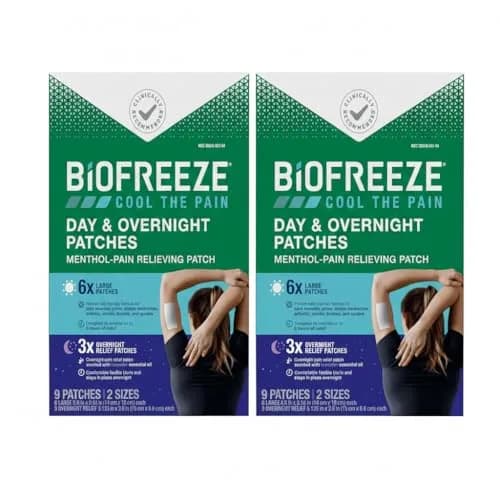 Biofreeze Day & Overnight Pain Relief Patches 18 Count (Pack of 2) | Menthol Arthritis & Muscle Pain Relief thumbnail 1