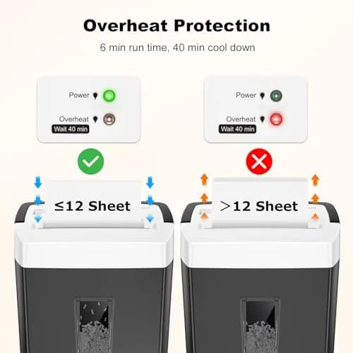 Bonsaii 12-Sheet Cross Cut Paper Shredder 5.46 kg (12 lb) | P-4 Security for Home Office Documents thumbnail 5
