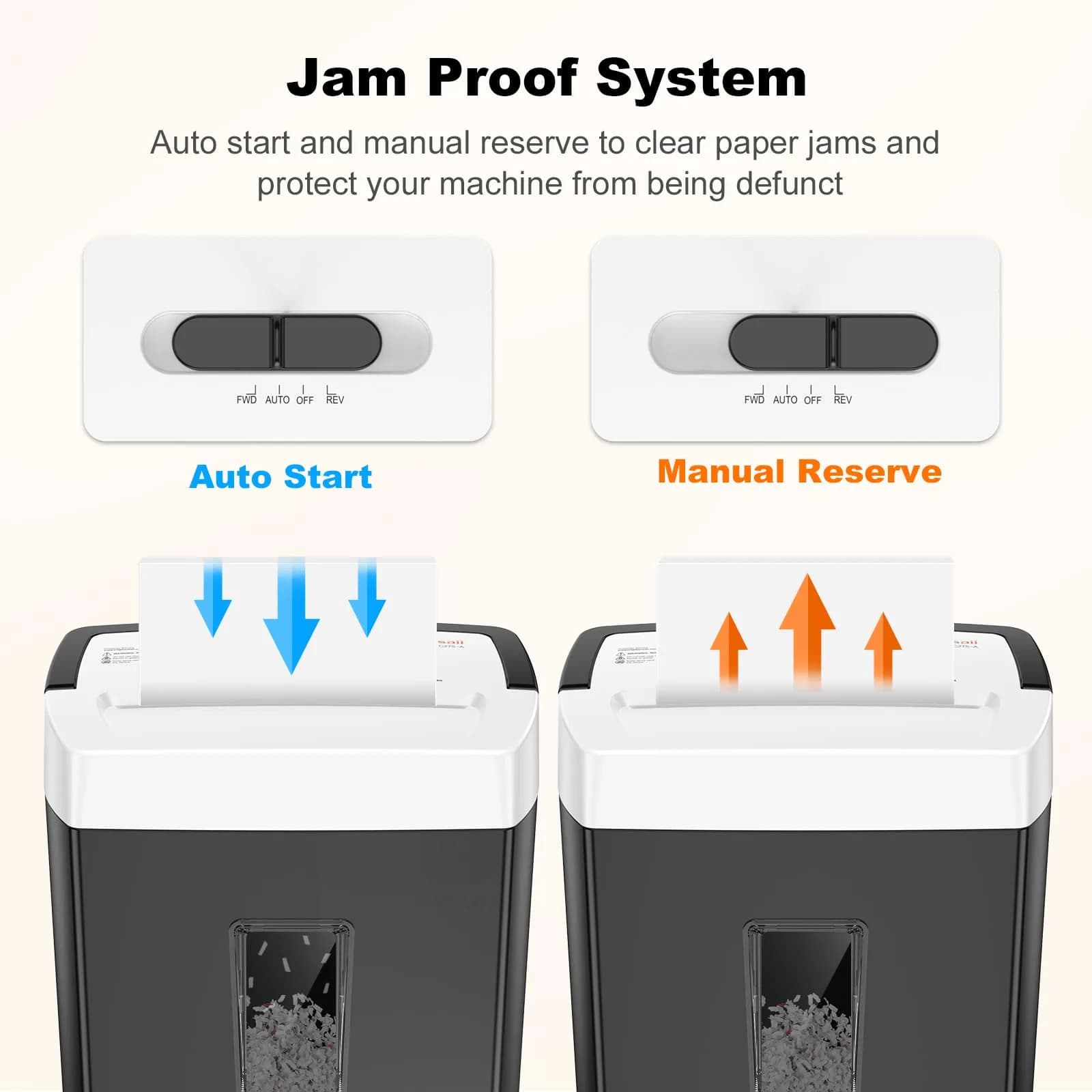 Bonsaii 12-Sheet Cross Cut Paper Shredder with Transparent Window, P-4 Security Level, Black/White - view 6