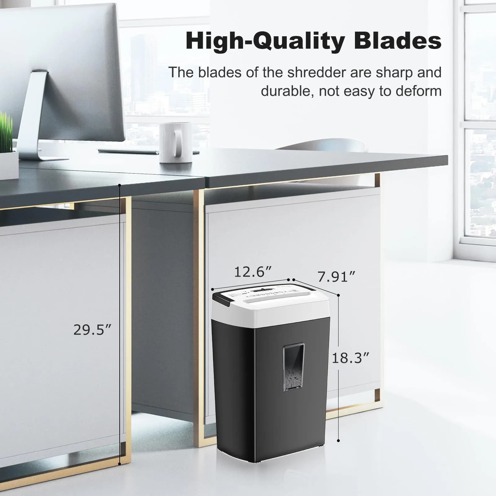 Bonsaii 12-Sheet Cross Cut Paper Shredder with Transparent Window, P-4 Security Level, Black/White - view 7