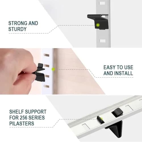 Lenink Adjustable Pilaster Shelf Clip 14 Pcs Black | Easy to Install & Durable Support thumbnail 3