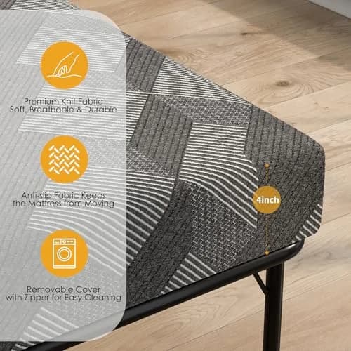 Wellynap 4 Inch Gel Memory Foam Sofa Mattress Queen Size | Space-Saving Comfort Support thumbnail 6