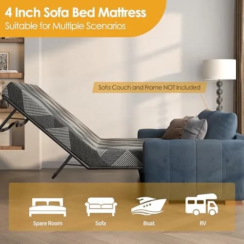 Wellynap 4 Inch Gel Memory Foam Sofa Mattress Queen Size | Space-Saving Comfort Support thumbnail 7