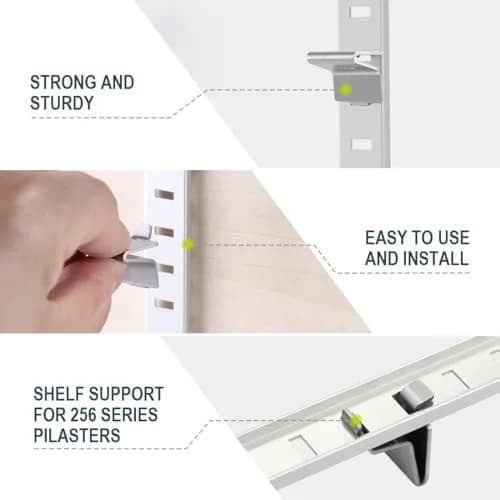 Lenink Adjustable Pilaster Shelf Clip 14 Pcs Silver | Easy to Install & Support Shelves thumbnail 3