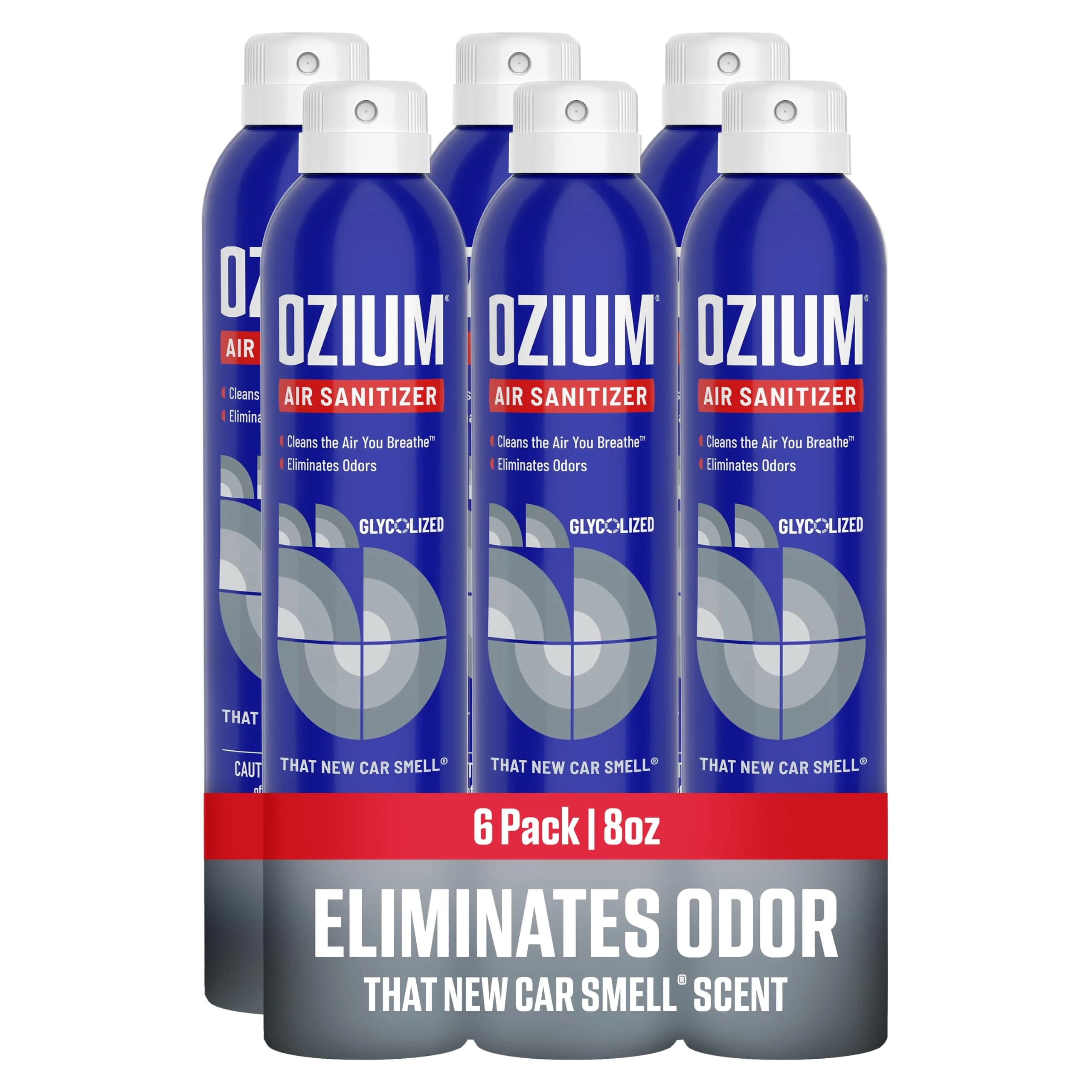 Ozium Air Sanitizer Spray, New Car Scent, 8 oz (Pack of 6) | Eliminates Odors, Reduces Airborne Bacteria - main product image