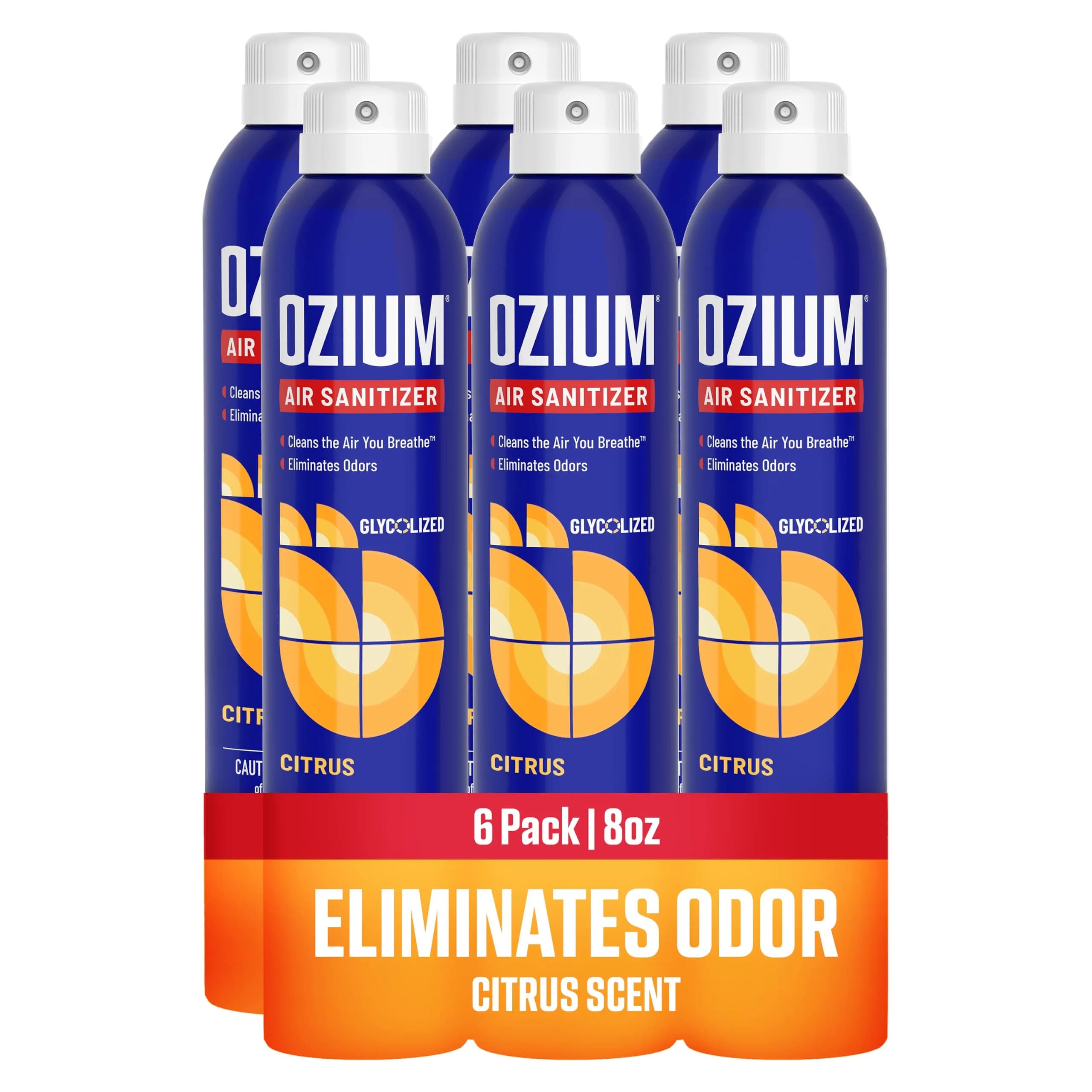 Ozium Air Sanitizer Spray Citrus Scent 8 Ounce (Pack of 6) | Eliminates Odors, Reduces Airborne Bacteria - main product image