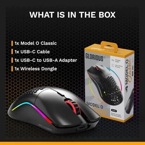 GLORIOUS Model O Classic Wireless Gaming Mouse (Black) | 69g Ultralight, 19K DPI, 100M Click Switches thumbnail 9