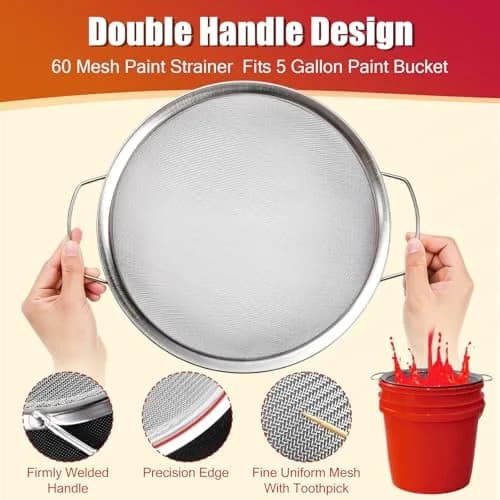 ZHUITU Fine Mesh Paint Strainer 60 Mesh Stainless Steel | Supports Fast, Impurity-Free Painting (70-120 chars) thumbnail 2