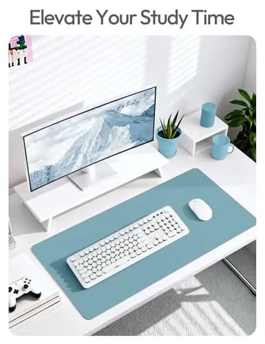 YSAGi Aquamarine PU Leather Desk Pad Protector 89.9cm x 43.2cm (35.4" x 17") | Protects Desks, Doubles as Large Mouse Pad thumbnail 6