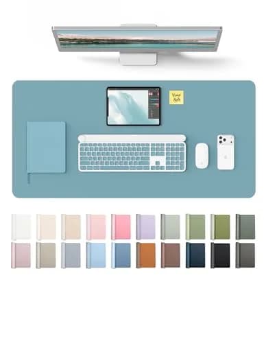 YSAGi Aquamarine PU Leather Desk Pad Protector 89.9cm x 43.2cm (35.4" x 17") | Protects Desks, Doubles as Large Mouse Pad thumbnail 1
