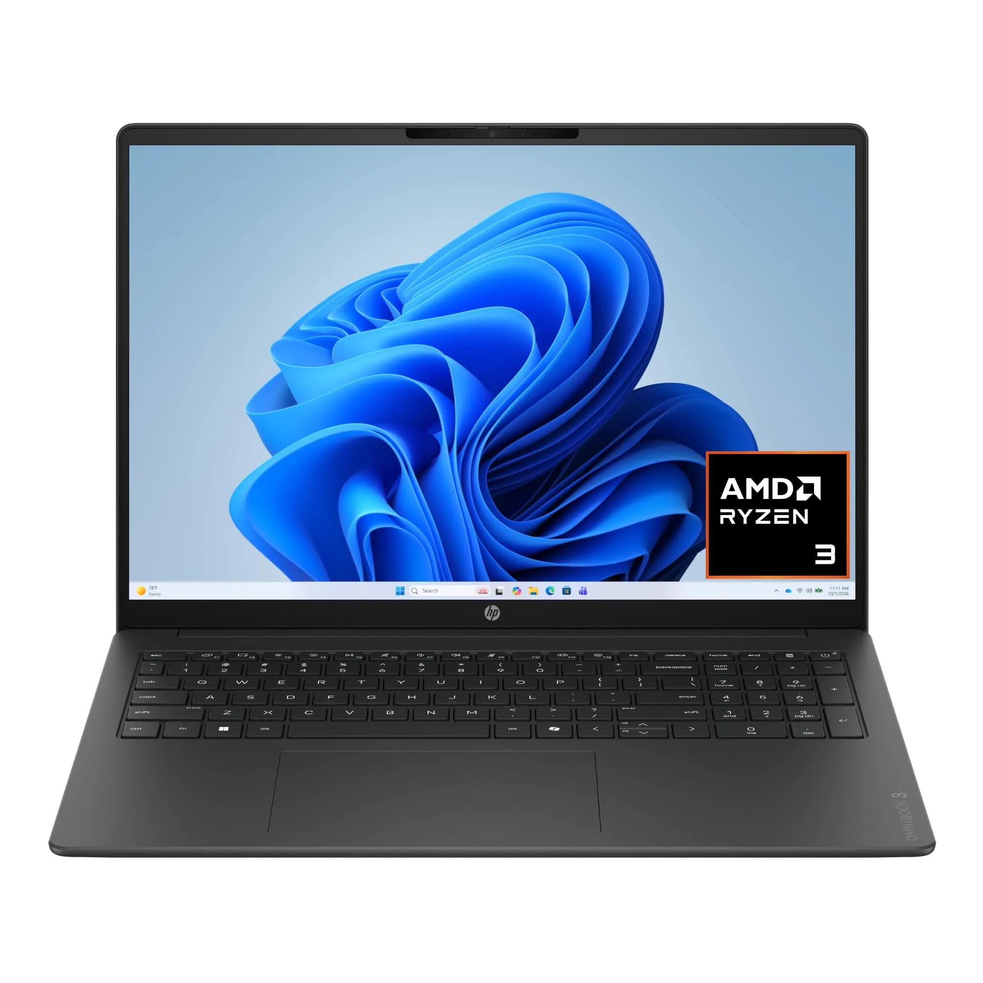 HP OmniBook 3 16-inch Laptop 2K Touchscreen | AMD Ryzen 3, 8GB RAM, 256GB SSD