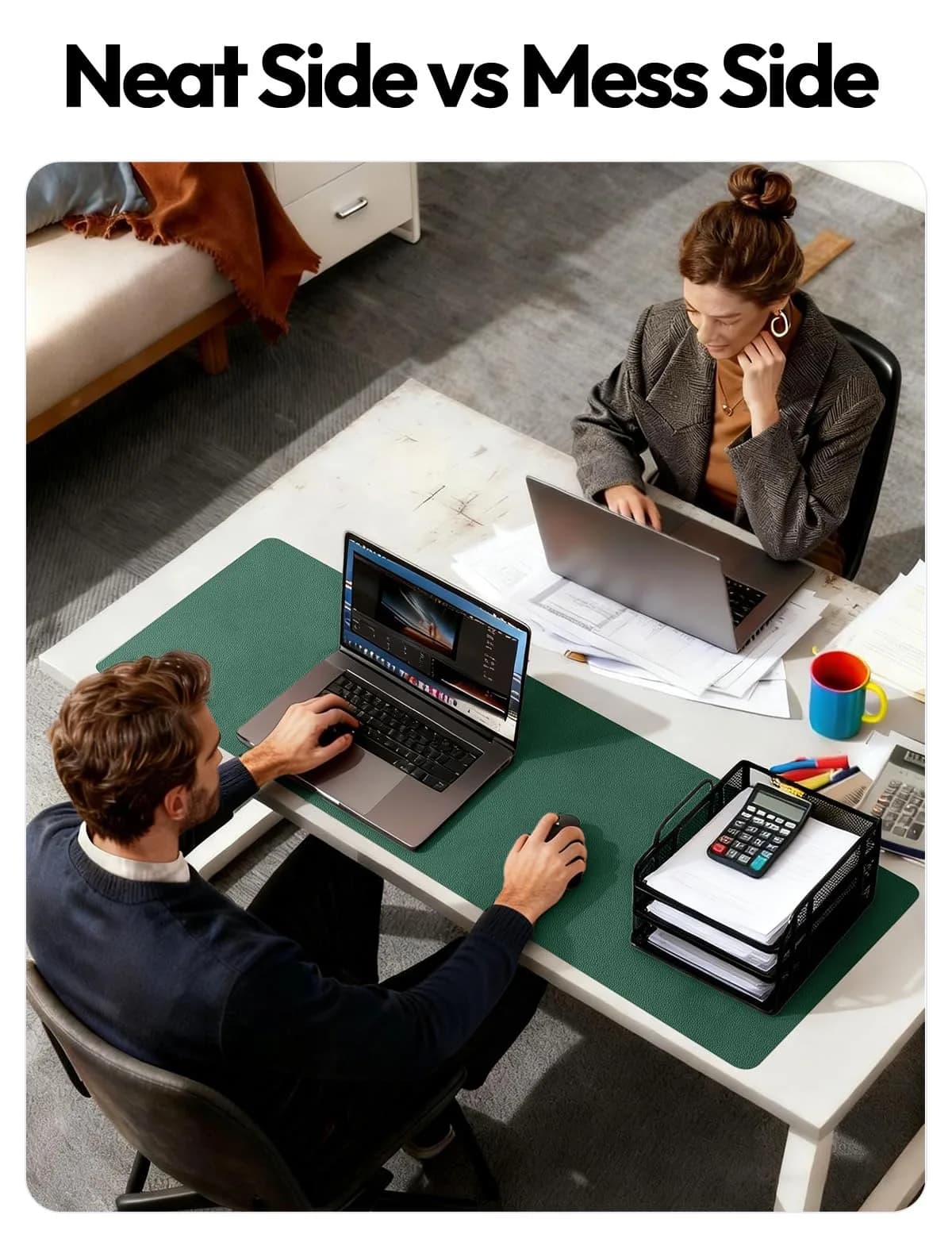 YSAGi Seafoam Green Desk Pad Protector, Large Mouse Pad, 31.5" x 15.8" | Protects Desk, Doubles as Mouse Surface - view 6