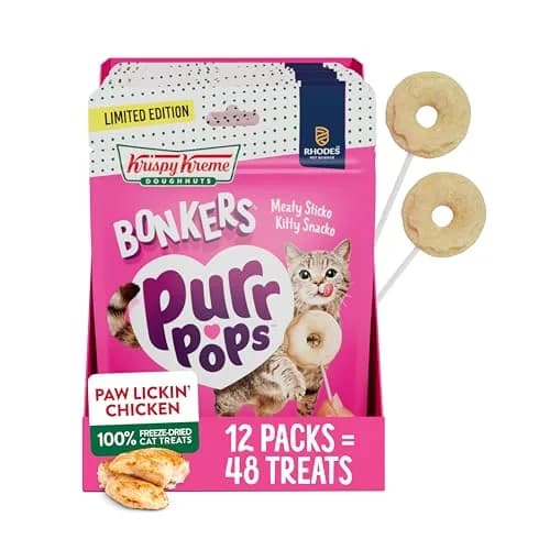 Bonkers Purrpops Krispy Kreme Edition Freeze-Dried Chicken Flavored Lollipop Cat Treats | Limited-Edition, High-Protein, All Life Stages thumbnail 1