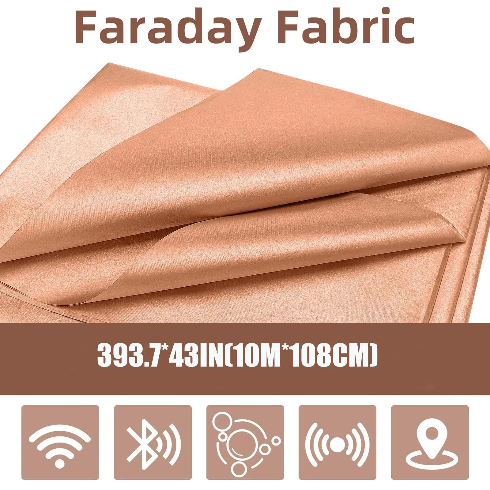 Amerthing Pure Copper Faraday Fabric 10 Meter (393.7" x 43") | RFID, EMP, EMF, EMI, 5G, WiFi, Bluetooth, GPS Shielding - view 2