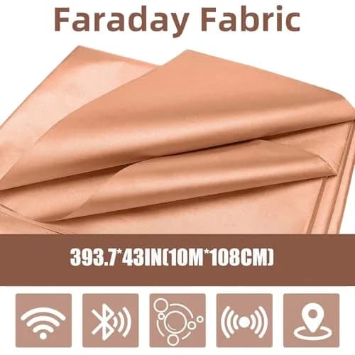 Amerthing Pure Copper Faraday Fabric 10 Meter (393.7" x 43") | RFID, EMP, EMF, EMI, 5G, WiFi, Bluetooth, GPS Shielding thumbnail 2