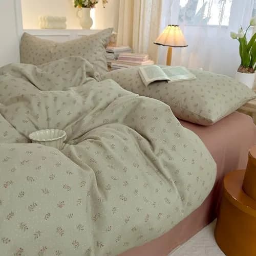AOJIM Floral Duvet Cover Set King Size | Soft Breathable Cotton Bedding for Kids & Adults thumbnail 5
