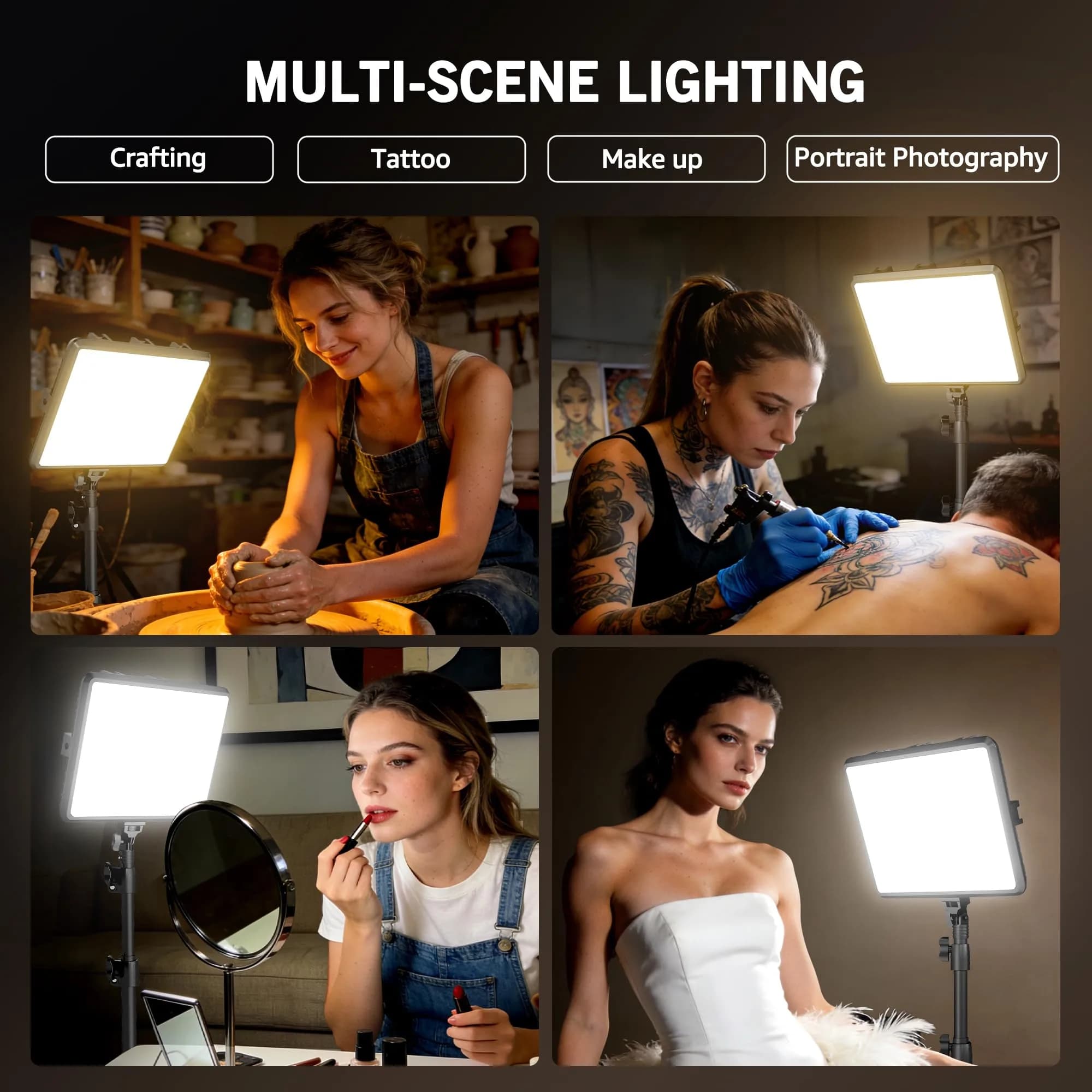 NiceVeedi 25W LED Video Light Kit with Tripod Stand & Carry Bag | 2900-7000K Dimmable Studio Light for Photography & Video Recording - view 6