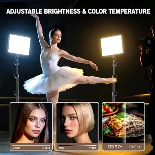 NiceVeedi 25W LED Video Light Kit with Tripod Stand & Carry Bag | 2900-7000K Dimmable Studio Light for Photography & Video Recording thumbnail 3