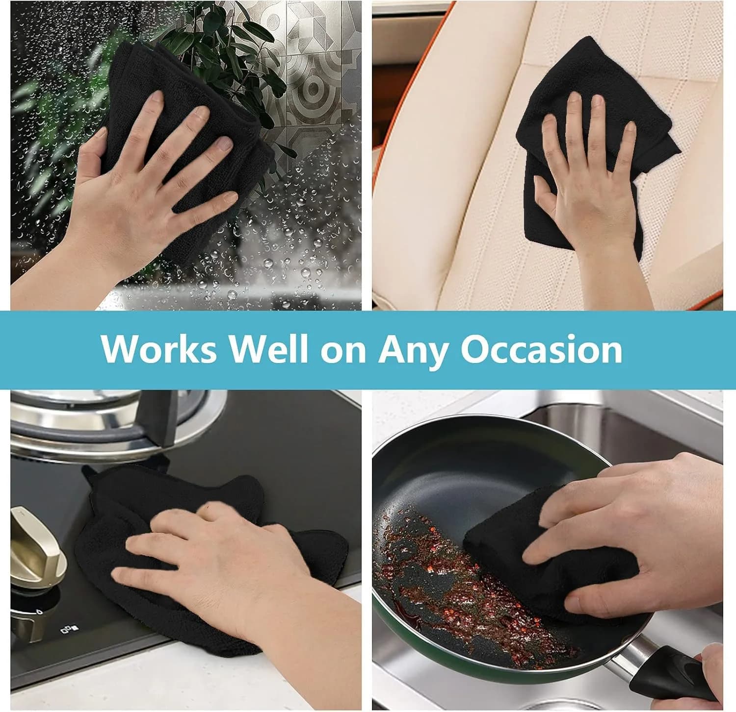 HOMEXCEL Microfiber Cleaning Cloths, 4 Color Assorted | Lint-Free & Scratch-Free - view 5