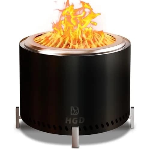 HGD 20" Smokeless Firepit with Stand | Stainless Steel Outdoor Patio Stove for Garden & BBQ (Black) thumbnail 1