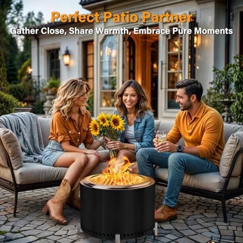 HGD 20" Smokeless Firepit with Stand | Stainless Steel Outdoor Patio Stove for Garden & BBQ (Black) thumbnail 8