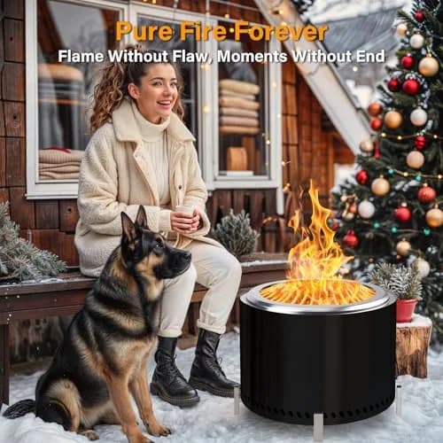 HGD 20" Smokeless Firepit with Stand | Stainless Steel Outdoor Patio Stove for Garden & BBQ (Black) thumbnail 9