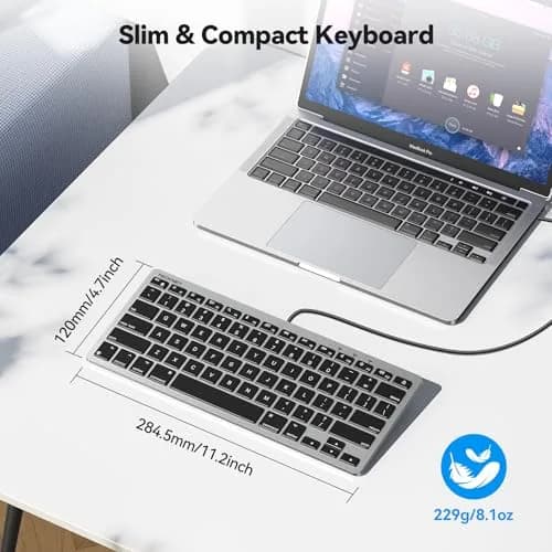 TECKNET Wired Mac Keyboard for MacOS Devices with Dual Interface, 78-Key Compact Layout | Ergonomic Typing Angle & Stable Connection thumbnail 2