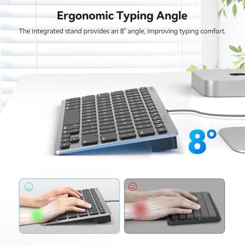TECKNET Wired Mac Keyboard for MacOS Devices with Dual Interface, 78-Key Compact Layout | Ergonomic Typing Angle & Stable Connection thumbnail 3