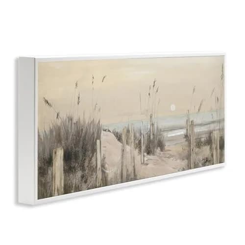 Stupell Industries | White Moon Over Ocean Framed Giclee Art 24 x 10 Inches | Coastal Nautical Decor thumbnail 2