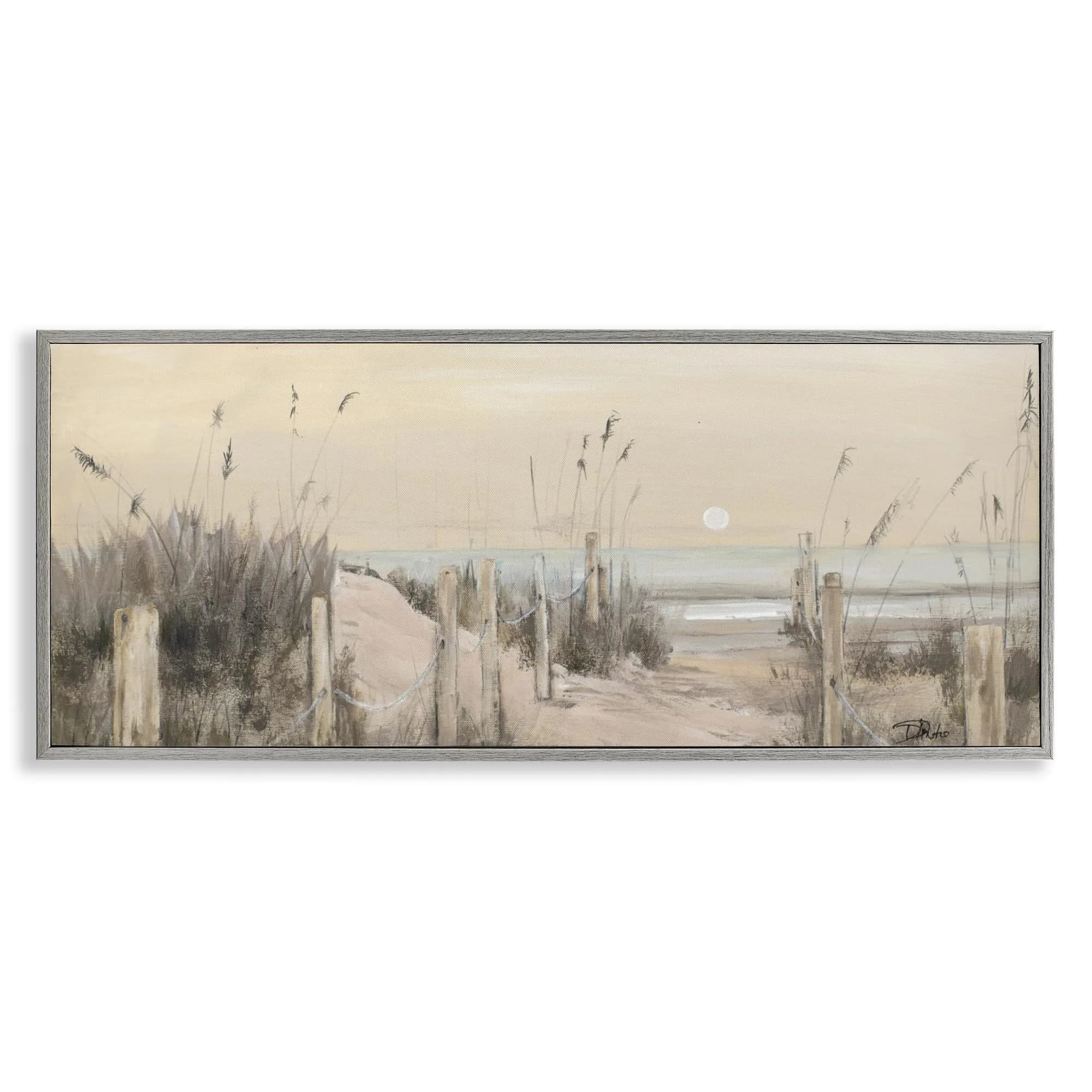 Stupell Industries White Moon Over Ocean Framed Giclee Art 24"L x 10"W | Coastal Landscape - main product image