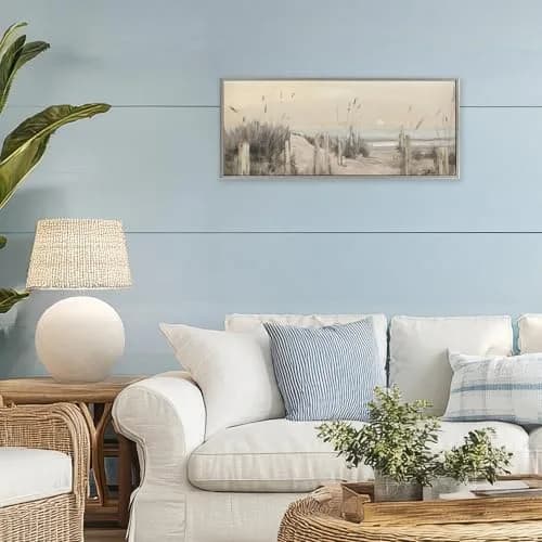Stupell Industries White Moon Over Ocean Framed Giclee Art 24"L x 10"W | Coastal Landscape thumbnail 3