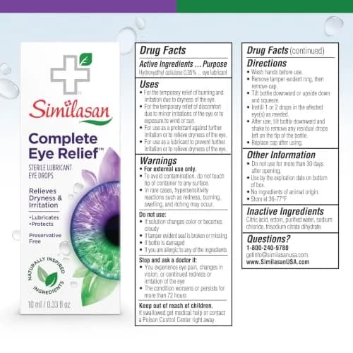 Similasan Complete Eye Relief Drops 0.33 Fl Oz | Naturally Inspired, Preservative-Free, Contact Lens Friendly thumbnail 7