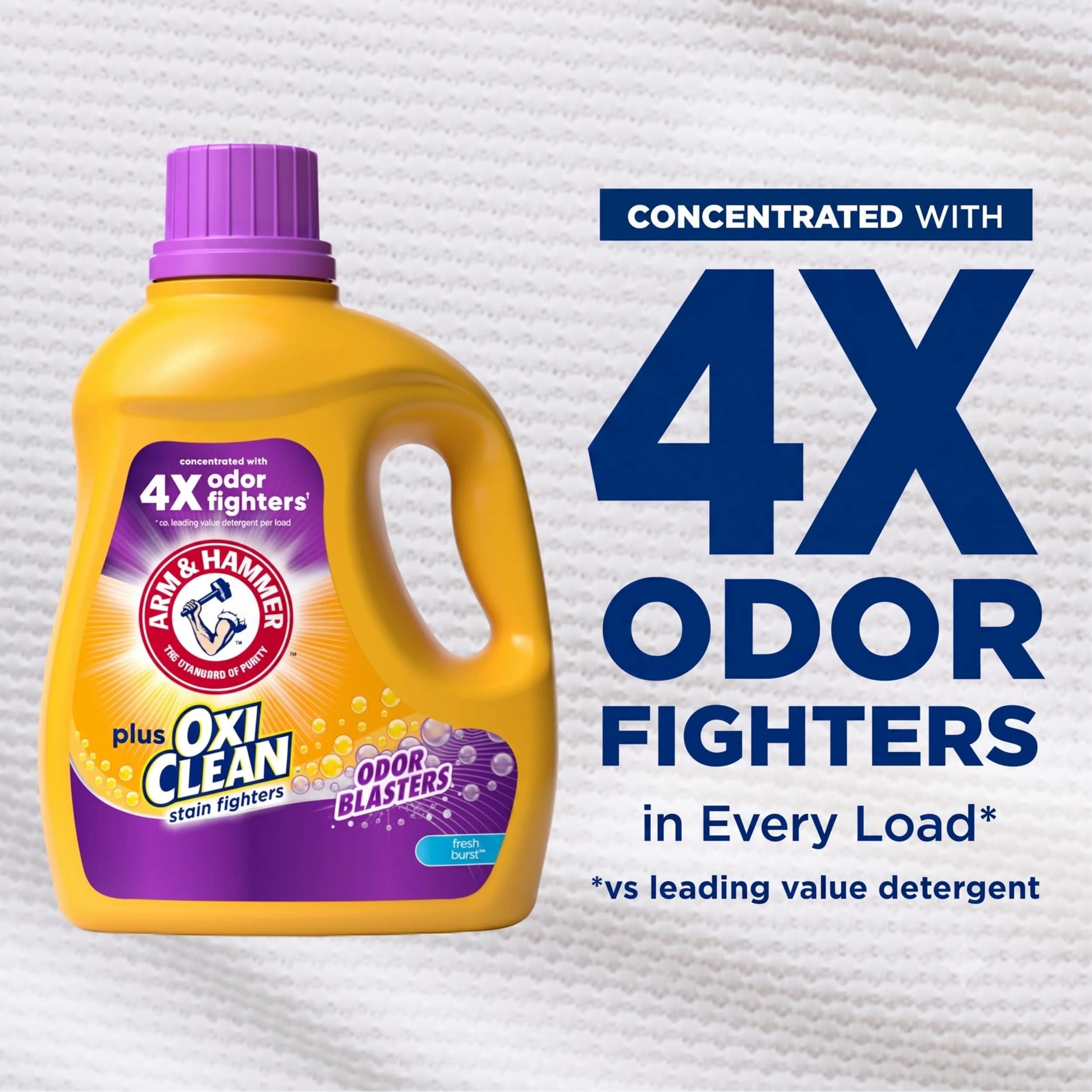 Arm & Hammer Plus OxiClean with Odor Blasters Liquid Laundry Detergent Fresh Burst 2.84 L (96.2 Fl Oz) | Fights 101+ Stains & Odors - view 4