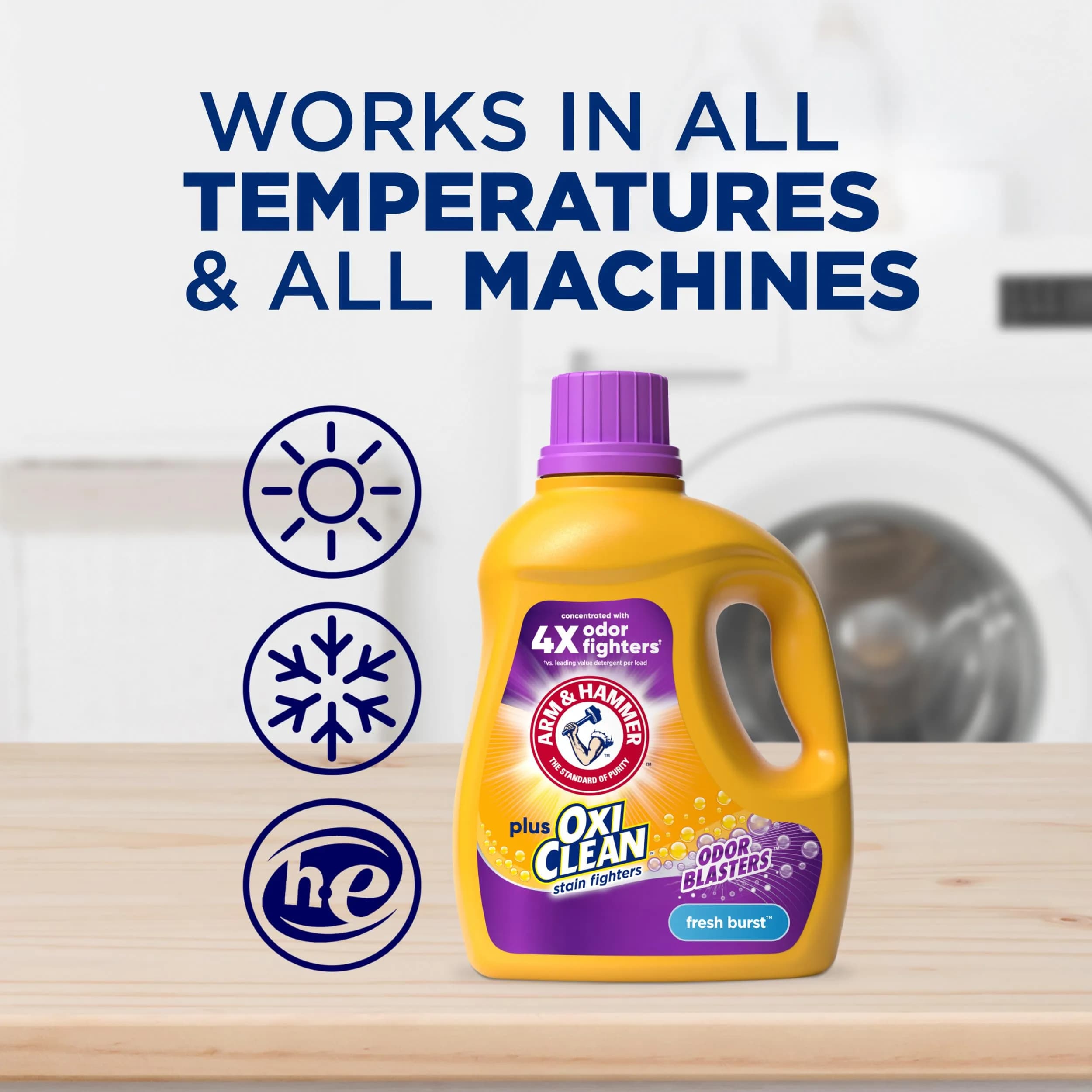 Arm & Hammer Plus OxiClean with Odor Blasters Liquid Laundry Detergent Fresh Burst 2.84 L (96.2 Fl Oz) | Fights 101+ Stains & Odors - view 9