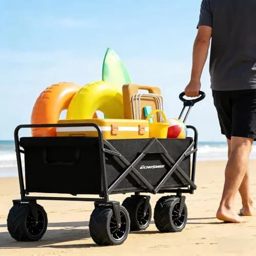EchoSmile Utility Cart Wagon 350Lbs Capacity | Heavy Duty Foldable Garden Trolley thumbnail 7