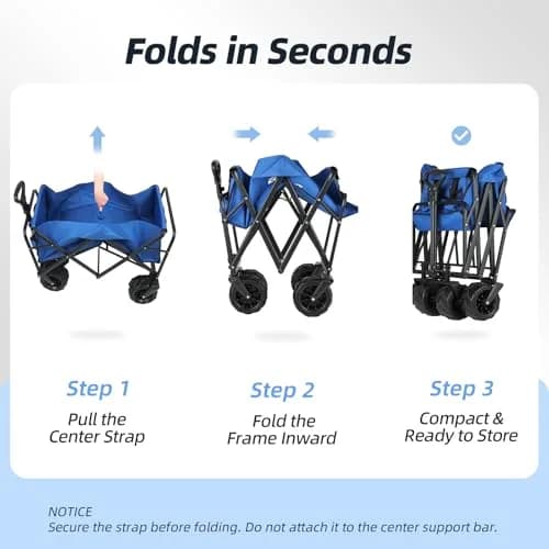 EchoSmile Utility Cart Wagon 35.4"x21.6"x19.6" | Heavy Duty 220Lbs Capacity, Blue thumbnail 5