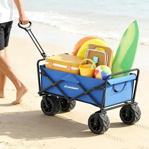 EchoSmile Utility Cart Wagon 35.4"x21.6"x19.6" | Heavy Duty 220Lbs Capacity, Blue thumbnail 7