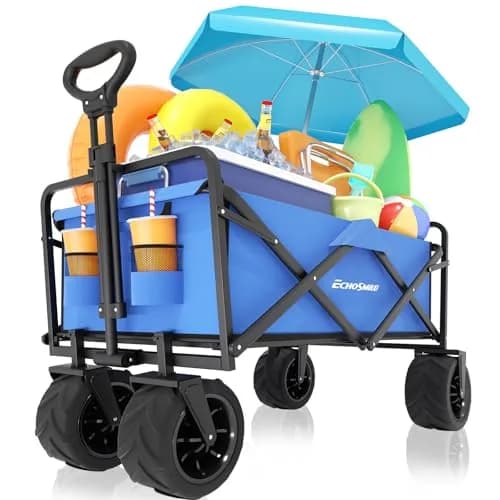 EchoSmile Utility Cart Wagon 35.4"x21.6"x19.6" | Heavy Duty 220Lbs Capacity, Blue thumbnail 8