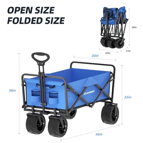 EchoSmile Utility Cart Wagon 35.4"x21.6"x19.6" | Heavy Duty 220Lbs Capacity, Blue thumbnail 2