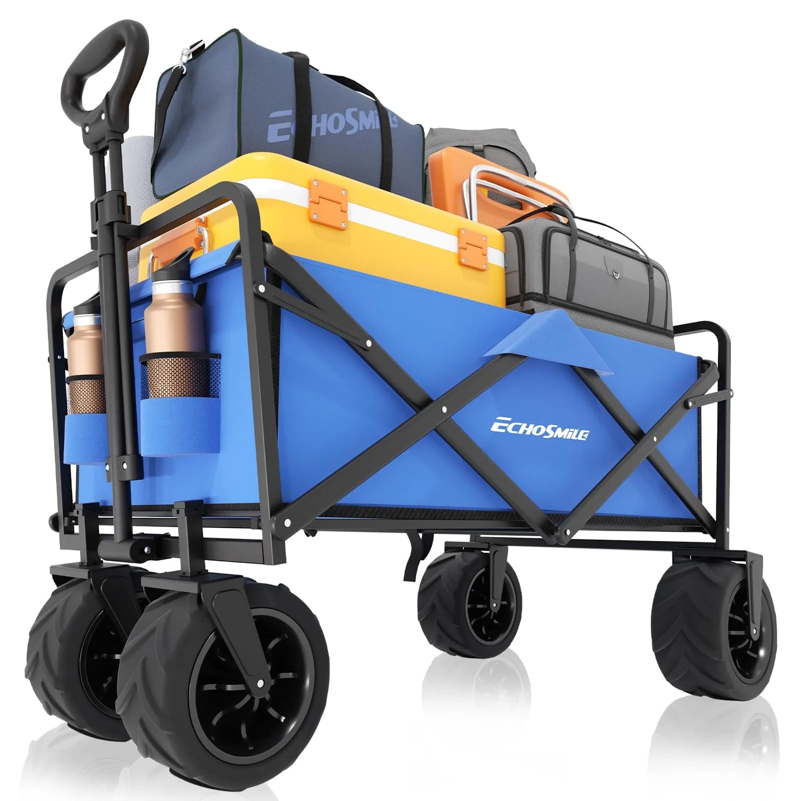 EchoSmile Heavy Duty Foldable Utility Cart 350Lbs | Waterproof Metal Frame, All-Terrain Wheels