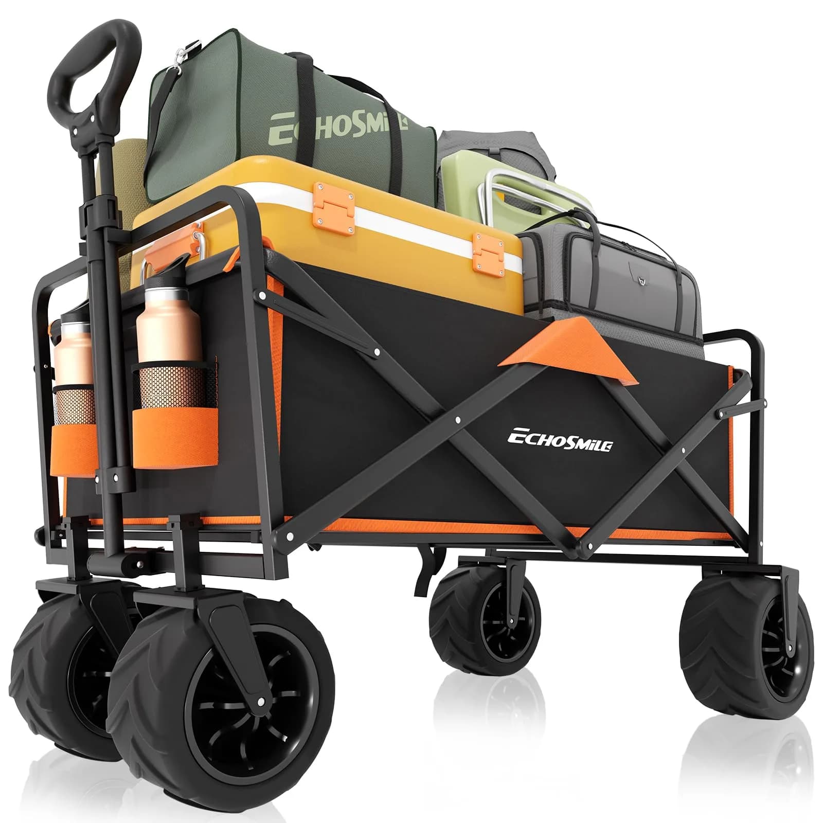 EchoSmile Utility Cart Wagon 350Lbs Capacity | Heavy Duty Foldable Garden Trolley - main product image