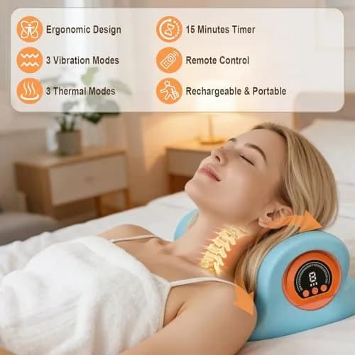 Kalamera Ergonomic Heated Neck Massager Pillow with Vibration Massage | Cordless, Heat & Deep Tissue Relief thumbnail 5