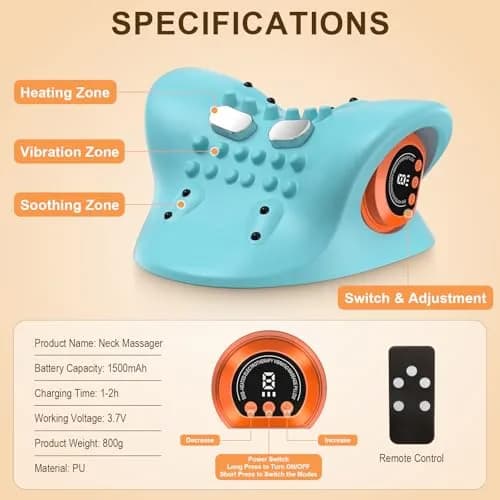 Kalamera Ergonomic Heated Neck Massager Pillow with Vibration Massage | Cordless, Heat & Deep Tissue Relief thumbnail 6
