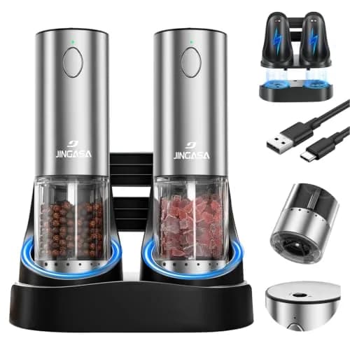GATTLELIC Electric Salt and Pepper Grinder Set, 95ml Capacity, USB Rechargeable, LED Light, Adjustable Coarseness thumbnail 1