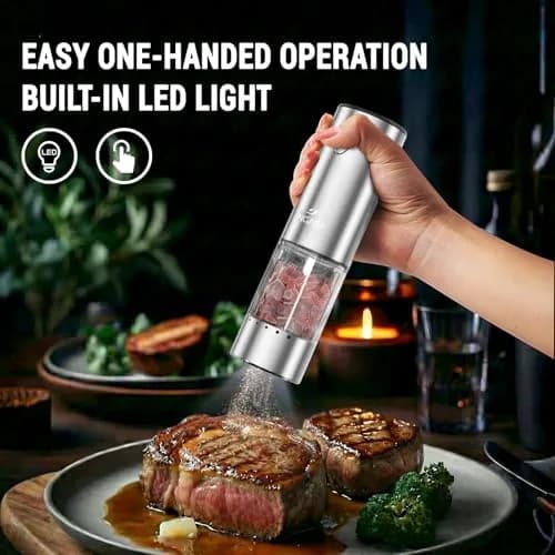 GATTLELIC Electric Salt and Pepper Grinder Set, 95ml Capacity, USB Rechargeable, LED Light, Adjustable Coarseness thumbnail 7