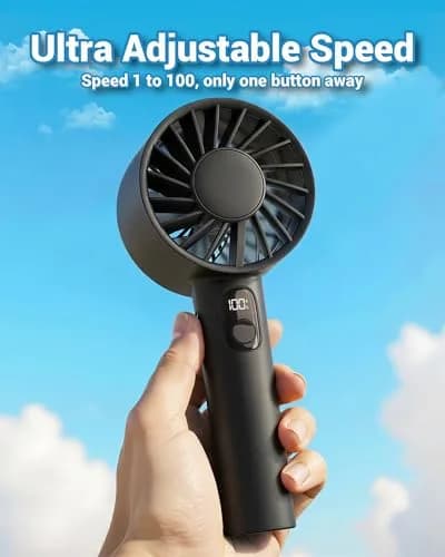 FrSara Portable Handheld Mini Fan 6-Speed 3000mAh | Whisper-Quiet Personal Cooling thumbnail 2