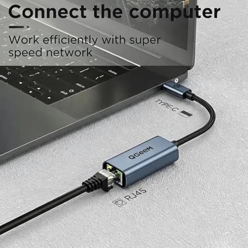 QGeeM USB C to Ethernet Adapter 1000Mbps | Stable Gigabit Network for USB-C Devices thumbnail 4